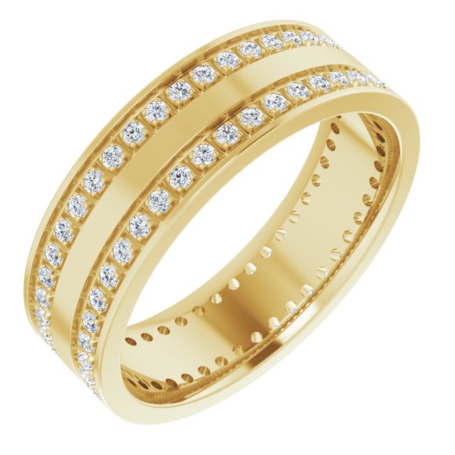 14K Yellow 3/4 CTW Lab-Grown Diamond Double Row Accented Band Size 11.5