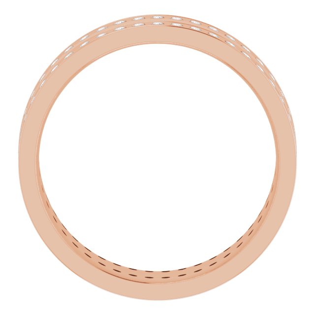 14K Rose 3/4 CTW Lab-Grown Diamond Double Row Accented Band Size 11.5