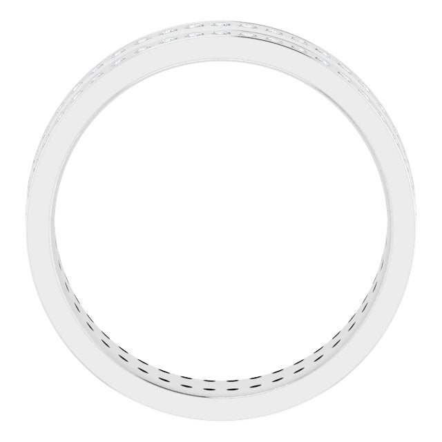 14K White 3/4 CTW Lab-Grown Diamond Double Row Accented Band Size 11.5