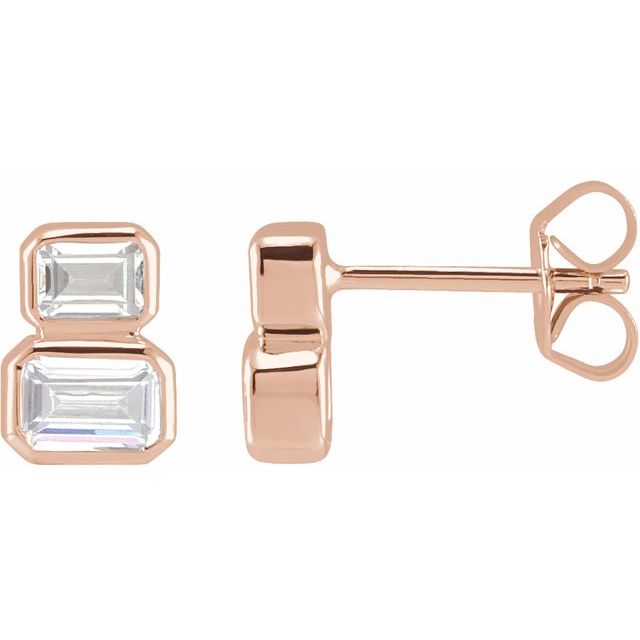 14K Rose 1 CTW Lab-Grown Diamond Two-Stone Stud Earrings