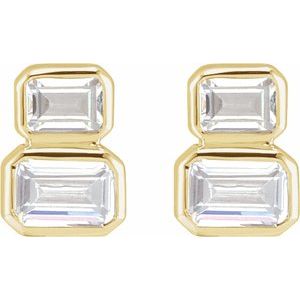 14K Yellow 1 CTW Lab-Grown Diamond Two-Stone Stud Earrings