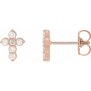 14K Rose 1/6 CTW Lab-Grown Diamond Cross Earrings