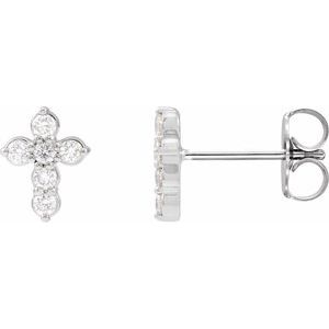 Sterling Silver 1/6 CTW Lab-Grown Diamond Cross Earrings