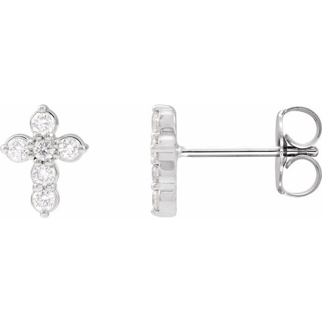 Sterling Silver 1/6 CTW Lab-Grown Diamond Cross Earrings