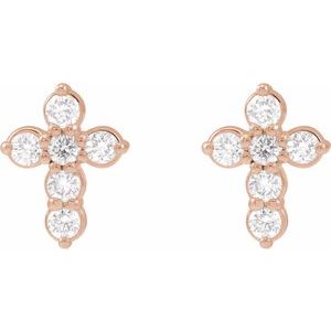 14K Rose 1/6 CTW Lab-Grown Diamond Cross Earrings