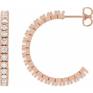 14K Rose 1 5/8 CTW Lab-Grown Diamond 24.7 mm Hoop Earrings