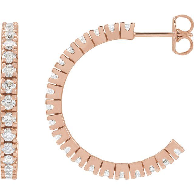 14K Rose 1 5/8 CTW Lab-Grown Diamond 24.7 mm Hoop Earrings