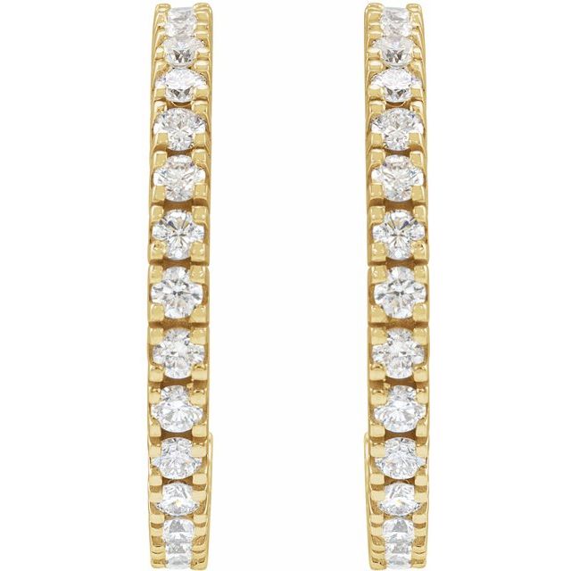 14K Yellow 2 1/5 CTW Lab-Grown Diamond 27.7 mm Hoop Earrings