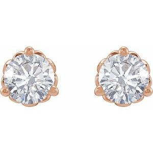14K Rose 1/2 CTW Lab-Grown Diamond Fleur-de-Lis Earrings