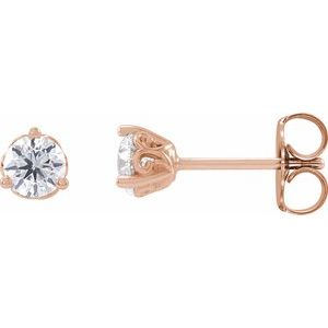 14K Rose 1/3 CT Lab-Grown Diamond Scroll Earrings