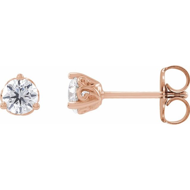 14K Rose 1/2 CT Lab-Grown Diamond Scroll Earrings