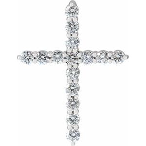 14K White 1/2 CTW Lab-Grown Diamond Cross Pendant