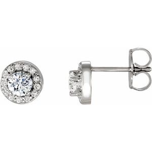 14K White 3/8 CTW Lab-Grown Diamond Halo-Style Earrings