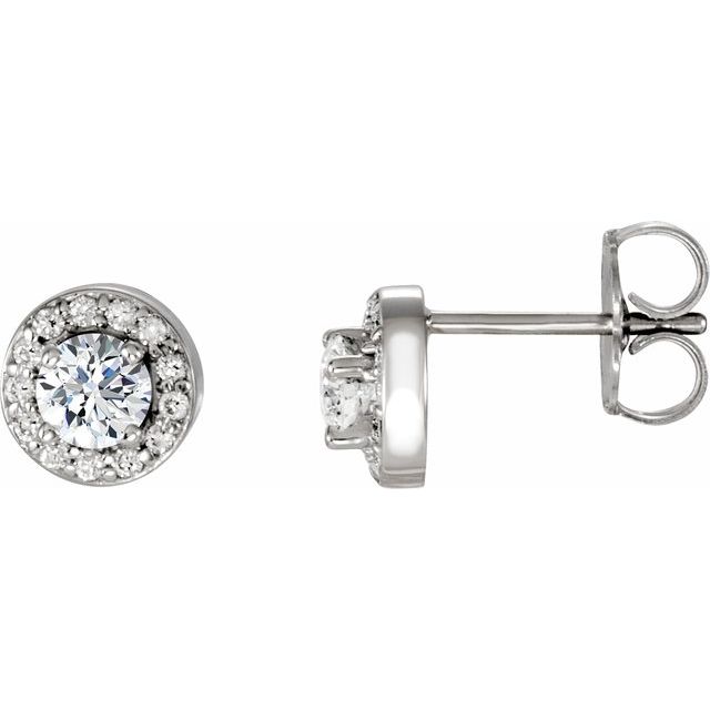 14K White 3/8 CTW Lab-Grown Diamond Halo-Style Earrings
