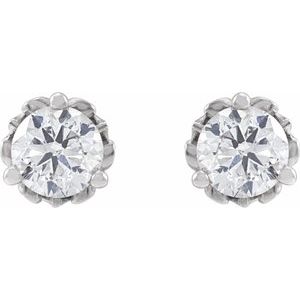 14K White 1/2 CTW Lab-Grown Diamond Vintage-Inspired Earrings