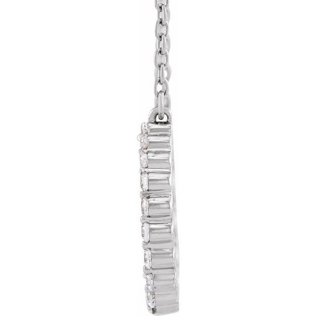 14K White 3/8 CTW Lab-Grown Diamond Graduated Circle 16-18" Necklace