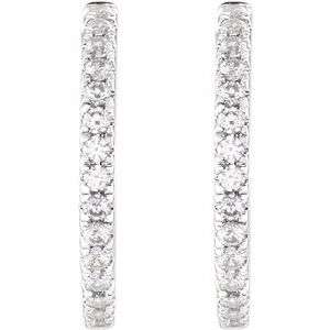 14K White 3/8 CTW Lab-Grown Diamond 17.4 mm Hoop Earrings
