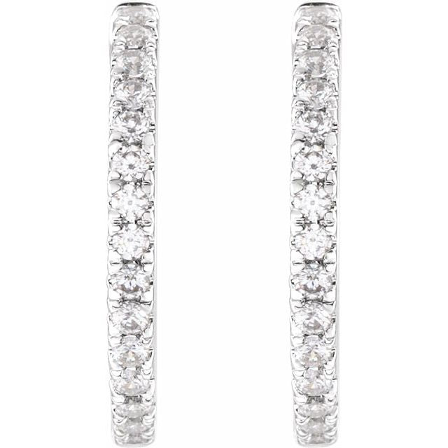 14K White 3/8 CTW Lab-Grown Diamond 17.4 mm Hoop Earrings