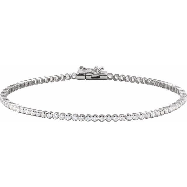 14K White 1 5/8 CTW Lab-Grown Diamond Lightweight Line 7" Bracelet