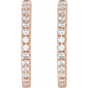 14K Rose 3/8 CTW Lab-Grown Diamond 17.4 mm Hoop Earrings