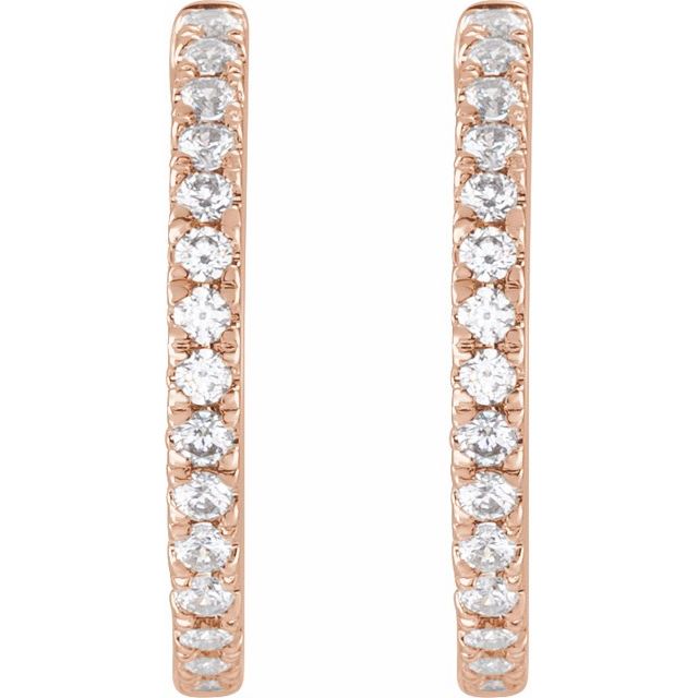 14K Rose 3/8 CTW Lab-Grown Diamond 17.4 mm Hoop Earrings