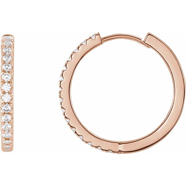 14K Rose 3/8 CTW Lab-Grown Diamond 17.4 mm Hoop Earrings