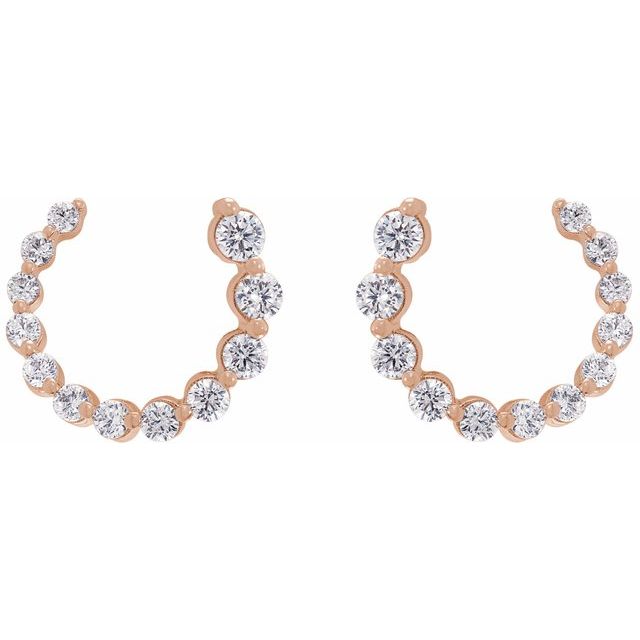 14K Rose 1/2 CTW Lab-Grown Diamond Front-Back Earrings