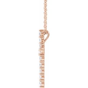 14K Rose 3/4 CTW Lab-Grown Diamond Cross 16-18" Necklace