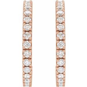 14K Rose 1 5/8 CTW Lab-Grown Diamond 24.7 mm Hoop Earrings