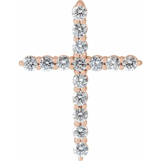 14K Rose 1/2 CTW Lab-Grown Diamond Cross Pendant