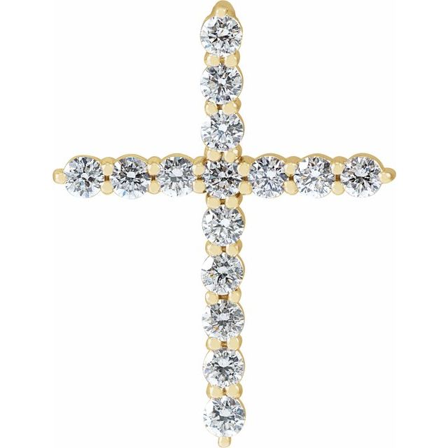 14K Yellow 1/2 CTW Lab-Grown Diamond Cross Pendant