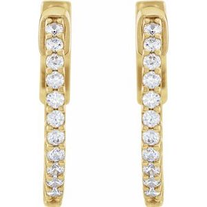 14K Yellow 1/3 CTW Lab-Grown Diamond Inside-Outside 15.5 mm Hinged Hoop Earrings