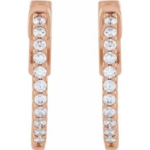 14K Rose 1/3 CTW Lab-Grown Diamond Inside-Outside 15.5 mm Hinged Hoop Earrings