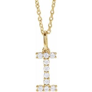 14K Yellow 1/6 CTW Lab-Grown Diamond Initial I 16-18" Necklace