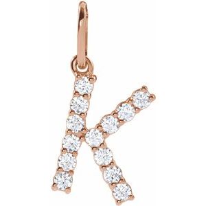 14K Rose 1/5 CTW Lab-Grown Diamond Initial K Pendant