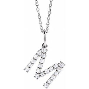 14K Rose 1/3 CTW Lab-Grown Diamond Initial M 16-18" Necklace