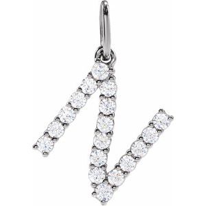 14K White 1/4 CTW Lab-Grown Diamond Initial N Pendant