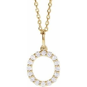 14K Yellow 1/4 CTW Lab-Grown Diamond Initial O 16-18" Necklace