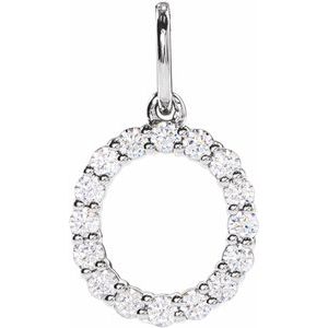 14K White 1/4 CTW Lab-Grown Diamond Initial O Pendant