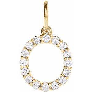 14K Yellow 1/4 CTW Lab-Grown Diamond Initial O Pendant