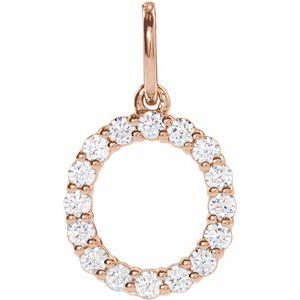 14K Rose 1/4 CTW Lab-Grown Diamond Initial O Pendant