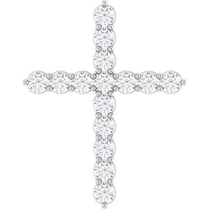 14K White 3/4 CTW Lab-Grown Diamond Cross Pendant