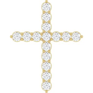 14K Yellow 3/4 CTW Lab-Grown Diamond Cross Pendant