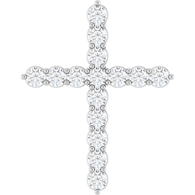 14K White 3/4 CTW Lab-Grown Diamond Cross Pendant