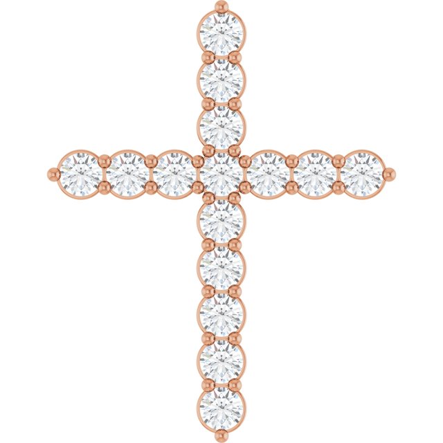 14K Rose 3/4 CTW Lab-Grown Diamond Cross Pendant