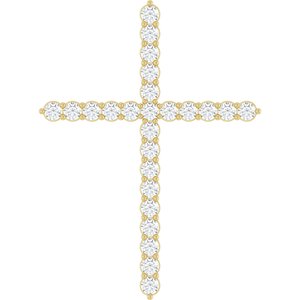 14K Yellow 1 CTW Lab-Grown Diamond Cross Pendant