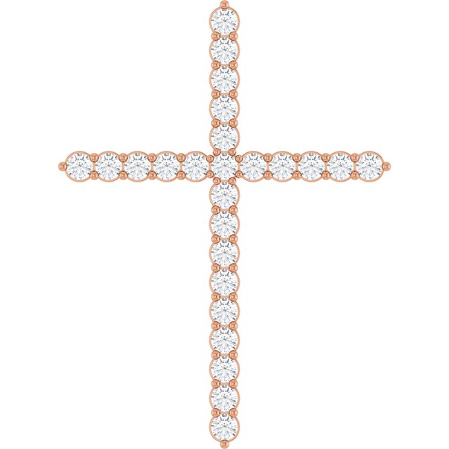 14K Rose 1 CTW Lab-Grown Diamond Cross Pendant