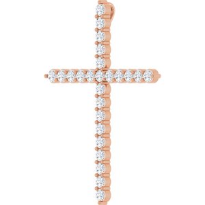 14K Rose 1 CTW Lab-Grown Diamond Cross Pendant