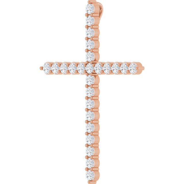 14K Rose 1 CTW Lab-Grown Diamond Cross Pendant