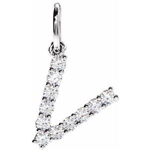 14K White 1/5 CTW Lab-Grown Diamond Initial V Pendant